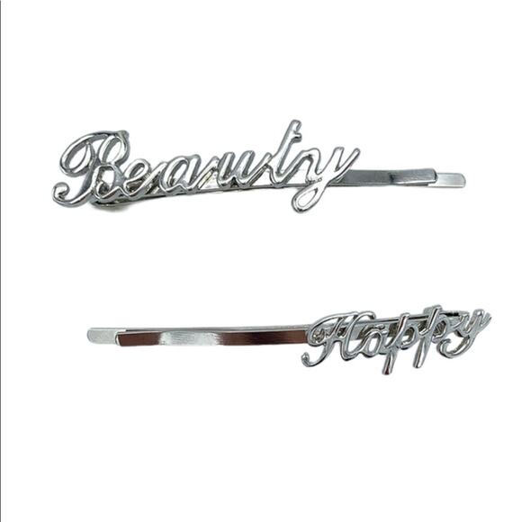 Basic Extra Hairquips HAPPY BEAUTY Script Barrette Clips Bobby Pins Fabfitfun - Picture 1 of 3